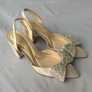 Jessica Simpson Naomia slingback heels rhinestone bow 9M/40
